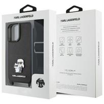 iphone deklas - Karl Lagerfeld "Saffiano Karl and Choupette Metal Pin CBDY Strap iPhone 16" Black - 2 nuotrauka