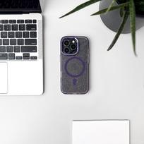 samsung galaxy s24 fe deklas - Wozinsky Glitter MagSafe Case for Samsung Galaxy S24 FE - Violetinis su blizgučiais (Purple with Glitter) - 2 nuotrauka