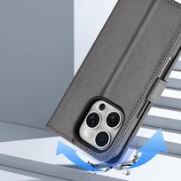 telefono pinigine iphone - Dux Ducis Lawa odinis dėklas skirtas Apple iPhone 16 Pro Max su nuimama magnetine pinigine - Pilkas (Gray) - 4 nuotrauka