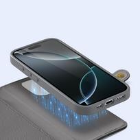 telefono pinigine iphone - Dux Ducis Lawa odinis dėklas skirtas Apple iPhone 16 Pro Max su nuimama magnetine pinigine - Pilkas (Gray) - 9 nuotrauka