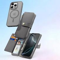 telefono pinigine iphone - Dux Ducis Lawa odinis dėklas skirtas Apple iPhone 16 Pro Max su nuimama magnetine pinigine - Pilkas (Gray) - 11 nuotrauka