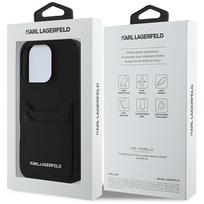 korteliu deklas apple - Karl Lagerfeld HC Grained PU Kortelių Lizdas Metalinis Pailgas Dėklas iPhone 16 Pro - Juodas (Black) - 2 nuotrauka