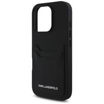 korteliu deklas apple - Karl Lagerfeld HC Grained PU Kortelių Lizdas Metalinis Pailgas Dėklas iPhone 16 Pro - Juodas (Black) - 4 nuotrauka