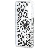 magsafe - Guess IML leopardo rašto trikampio formos „MagSafe“ dėklas, skirtas „Samsung Galaxy S26“, juodas - 3 nuotrauka