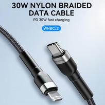 usb c i usb c 2m - Wozinsky WNBCL2 Lightning / USB-C PD 30W laidas 2 m - Juodas (Black) - 4 nuotrauka