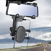 veidrodzio laikiklis - Hurtel Automobilinis telefono laikiklis galinio vaizdo veidrodžiui Juodas (Black) - 3 nuotrauka