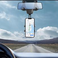 veidrodzio laikiklis - Hurtel Automobilinis telefono laikiklis galinio vaizdo veidrodžiui Juodas (Black) - 5 nuotrauka