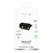 car charger pd - PURO greitas įkrovimas 1 x UAB-A, 1 x USB-C, PD, 30W, juodas/ FCMCHUSBAC30WBLK - 3 nuotrauka