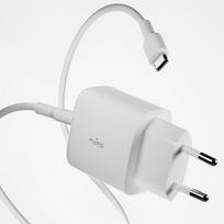 sieninis ikroviklis usb c - Puro PROLITE 25W USB-A / USB-C sieninis įkroviklis + USB-C - USB-C laidas 1,2 m Baltas (White) - 3 nuotrauka