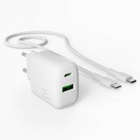 sieninis ikroviklis usb c - Puro PROLITE 25W USB-A / USB-C sieninis įkroviklis + USB-C - USB-C laidas 1,2 m Baltas (White) - 6 nuotrauka