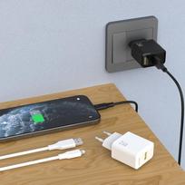 lightning to usb a cable - Dudao A23LEU 2.4A GaN EU USB-A Sieninis Įkroviklis su USB-A į Lightning Kabeliu - Juodas (Black) - 3 nuotrauka