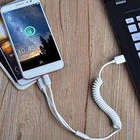 usb type c laidas - Dudao R7 3 in 1 White - 5 nuotrauka