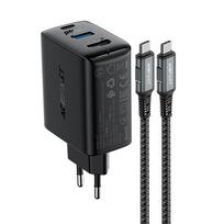 usb c 65w gan - AceFast A17 2-in-1 Charger + USB-C - HDMI adapter, HDMI/USB/USB-C, juoda - 9 nuotrauka