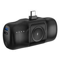 baterijos laidai - Wozinsky WF16-YCS 5000mAh 15W USB-C Mini Power Bank su integruotu USB-C laidu ir Apple Watch įkrovikliu – juodas - 11 nuotrauka