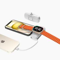baterijos laidai - Wozinsky WF16-YLS 5000mAh 15W Lightning Mini Power Bank su integruotu USB-C laidu ir Apple Watch įkrovikliu, baltas - 4 nuotrauka