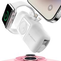 baterijos laidai - Wozinsky WF16-YLS 5000mAh 15W Lightning Mini Power Bank su integruotu USB-C laidu ir Apple Watch įkrovikliu, baltas - 9 nuotrauka
