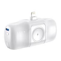 baterijos laidai - Wozinsky WF16-YLS 5000mAh 15W Lightning Mini Power Bank su integruotu USB-C laidu ir Apple Watch įkrovikliu, baltas - 11 nuotrauka
