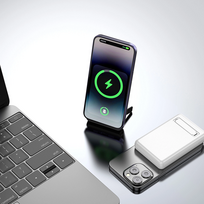 isorine baterija 20w - Dudao K14S+ 10000mAh 20W USB-A / USB-C / MagSafe su stovu, baltas - 5 nuotrauka