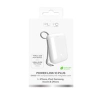 baterijos laidai - Puro Power Link 10 Plus 10000mAh Power Bank su integruotu USB-C laidu – baltas - 2 nuotrauka