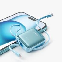 baterijos laidai - Joyroom JR-PBF27 10000mAh 22.5W Powerbank su dviem integruotais kabeliais, mėlynas - 8 nuotrauka