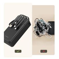 power bank 30000mah - Dudao K11 Max 30000mAh Powerbank su integruotais kabeliais, juodas - 2 nuotrauka