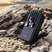 power bank 30000mah - Dudao K11 Max 30000mAh Powerbank su integruotais kabeliais, juodas - 5 nuotrauka