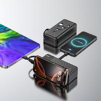power bank 30000mah - Dudao K11 Max 30000mAh Powerbank su integruotais kabeliais, juodas - 7 nuotrauka