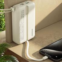 baterijos laidai - Dudao K14+ 20000mAh 22.5W USB-C / USB-A su integruotais Lightning ir USB-C laidais, baltas - 6 nuotrauka