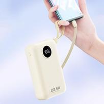 baterijos laidai - Dudao K14+ 20000mAh 22.5W USB-C / USB-A su integruotais Lightning ir USB-C laidais, baltas - 7 nuotrauka
