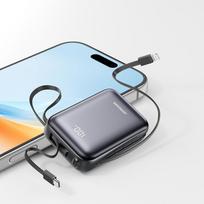 baterijos laidai - Joyroom JR-PBF29 20000mAh 22.5W išorinė baterija su dvigubu laidu - juoda - 9 nuotrauka