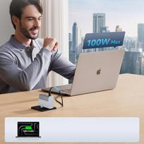cuktech - Cuktech AD1003EU 100W GaN 2x USB-C + USB-A sieninis įkroviklis su kabeliu - Baltas (White) - 3 nuotrauka