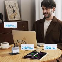 cuktech - Cuktech AD1003EU 100W GaN 2x USB-C + USB-A sieninis įkroviklis su kabeliu - Baltas (White) - 4 nuotrauka