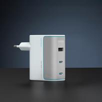 cuktech - Cuktech AD1003EU 100W GaN 2x USB-C + USB-A sieninis įkroviklis su kabeliu - Baltas (White) - 5 nuotrauka