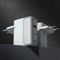 cuktech - Cuktech AD1003EU 100W GaN 2x USB-C + USB-A sieninis įkroviklis su kabeliu - Baltas (White) - 6 nuotrauka