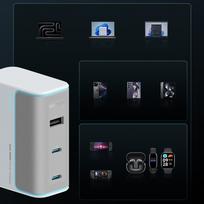 cuktech - Cuktech AD1003EU 100W GaN 2x USB-C + USB-A sieninis įkroviklis su kabeliu - Baltas (White) - 7 nuotrauka