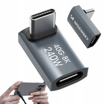 usb c kampinis - Wozinsky WPKF-01 USB-C - USB-C 40Gb/s 240W 8K OTG kampinis adapteris - Pilkas (Gray) - 2 nuotrauka