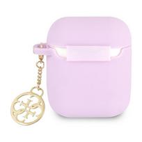 airpods deklas silikoninis - Guess GUA2LSC4EU Charm Case for Airpods 1/ 2 Purple - 3 nuotrauka