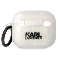 blizgantis deklas - Karl Lagerfeld 3D Logo NFT Karl and Choupette TPU Glitter Case for Airpods 3 White - 3 nuotrauka
