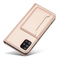magnetas telefono - Hurtel Magnet Card Case Samsung Galaxy A12 5G - Rožinis (Pink) - 8 nuotrauka