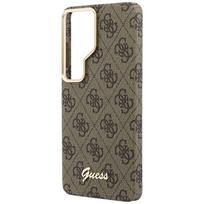 s26 ultra deklas - Guess PU 4G Script Metal Logo magnetinis dėklas Samsung Galaxy S26 Ultra rudas - 4 nuotrauka