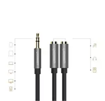 withu - Ugreen Audio splitter with jack 3,5 mm cable, 20cm Silver - 2 nuotrauka