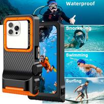 vandeniui atsparus deklas - Tech-Protect IPX8 Pro Vandeniui Atsparus Telefonų Dėklas - Juodas (Black) ir Oranžinis (Orange) - 4 nuotrauka