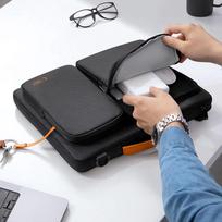 kompiuterio krepsys 13 tech - Tech-Protect Defender Bag for Laptop 13-14 - Black and Orange - 4 nuotrauka