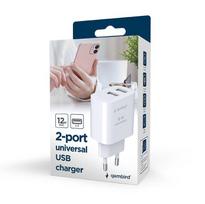 telefonu pakrovejai - CHARGER USB UNIVERSAL WHITE/2P TA-UC-2A12-01 GEMBIRD - 2 nuotrauka