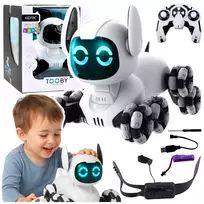 interaktyvus zaislas - Lean Toys TOOBY Robotas Šuo su Nuotoliniu Valdymu RC, Juodas/Baltas (Black/White) - 5 nuotrauka