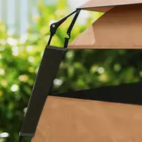 namelio langas - PawHut Palapinė gyvūnams, šunų namelis su tinkliniu langu, tamsiai ruda (Dark Brown) - 3 nuotrauka