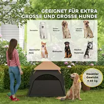 namelio langas - PawHut Palapinė gyvūnams, šunų namelis su tinkliniu langu, tamsiai ruda (Dark Brown) - 7 nuotrauka