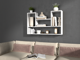 spinta rack - Sieninė lentyna Bilbao 4P, balta sp., 60 cm x 100 cm x 16 cm - 3 nuotrauka