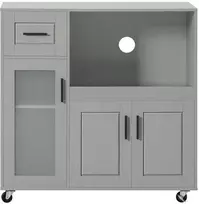 Sobuy Virtuvės spintelė su ratukais Bokštelis FSB78-HG, pilka/juoda (Grey/Black)