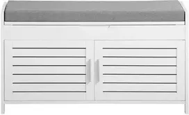 prieskambario baldai - SoBuy batų suoliukas FSR102-W, baltas/pilkas (White/Grey) - 1 nuotrauka